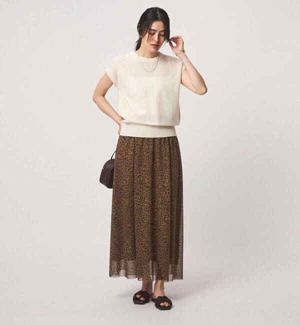 UNITED ARROWS green label relaxing「チュール レオパード スカート」|フレア|