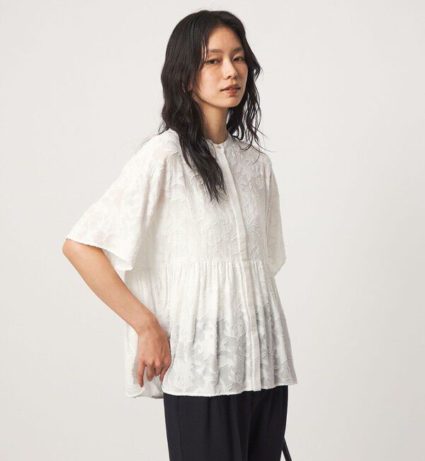 UNITED ARROWS green label relaxing「カット ジャガード 5分袖 ブラウス」|シャツ・ブラウス|