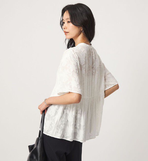 UNITED ARROWS green label relaxing「カット ジャガード 5分袖 ブラウス」|シャツ・ブラウス|