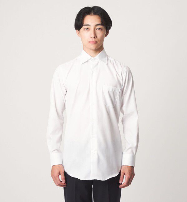 UNITED ARROWS green label relaxing「コットン シャドウストライプ クレリック ワイドカラー ドレスシャツ -イージーアイロン-」|シャツ・ブラウス|