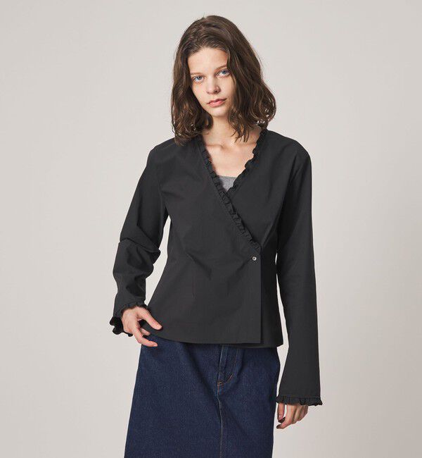STEVEN ALAN「＜Steven Alan＞カシュクール フリル ブラウス」|シャツ・ブラウス|BLACK