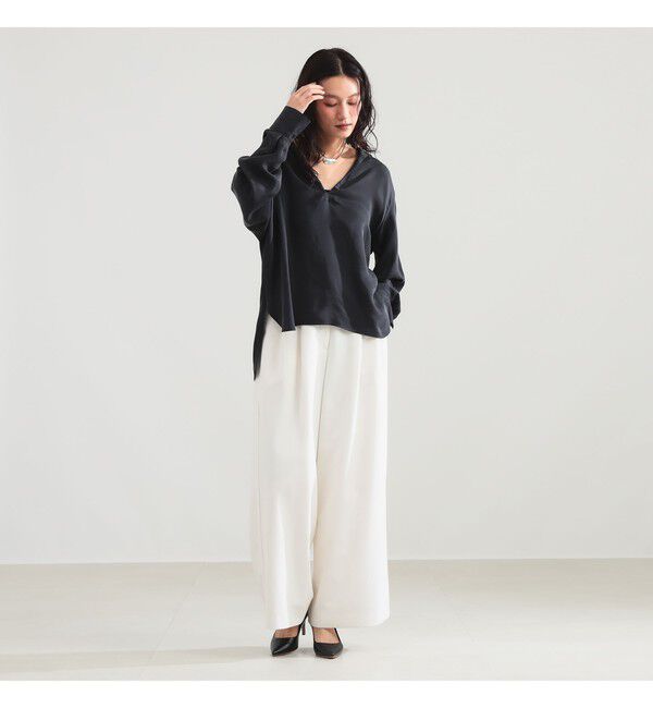 Demi-Luxe BEAMS 「キュプラ Vネック プルオーバーシャツ」|シャツ・ブラウス|