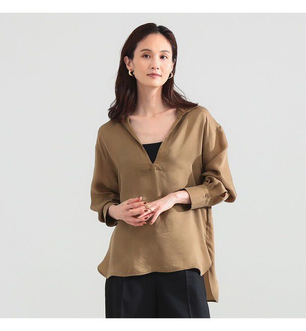 Demi-Luxe BEAMS 「キュプラ Vネック プルオーバーシャツ」|シャツ・ブラウス|