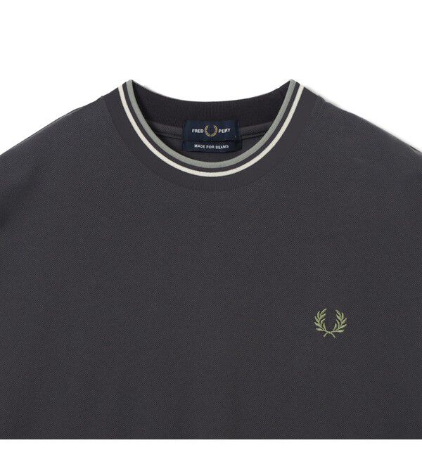 BEAMS「BEAMS｜【別注】FRED PERRY / Oversized Tipped Pique T-shirt｜Tシャツ｜半袖 鹿の子素材」|Tシャツ・カットソー|