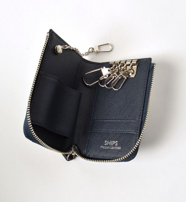 SHIPS「SHIPS:【SAFFIANO LEATHER】 イタリアンレザー キーケース」|キーケース|ネイビー