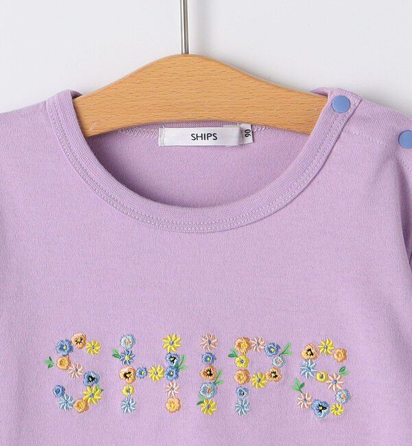 SHIPS KIDS「SHIPS KIDS:80～90cm / フラワー 刺繍 ロゴ 長袖 Tシャツ」|Tシャツ・カットソー|