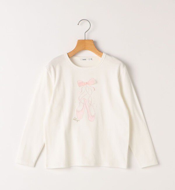 SHIPS KIDS「SHIPS KIDS:140～150cm / バレエシューズ デザイン 長袖 Tシャツ」|Tシャツ・カットソー|オフホワイト