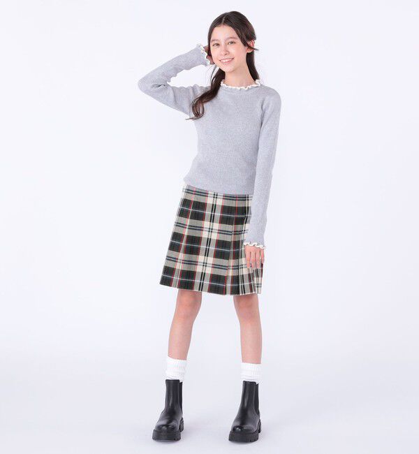 SHIPS KIDS「SHIPS KIDS:130～150cm /〈手洗い可能〉フリル リブ ニット」|Tシャツ・カットソー|