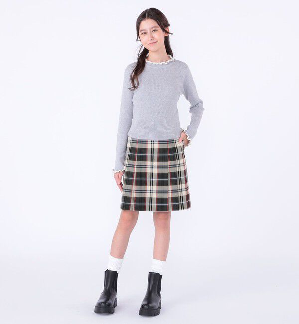 SHIPS KIDS「SHIPS KIDS:130～150cm /〈手洗い可能〉フリル リブ ニット」|Tシャツ・カットソー|