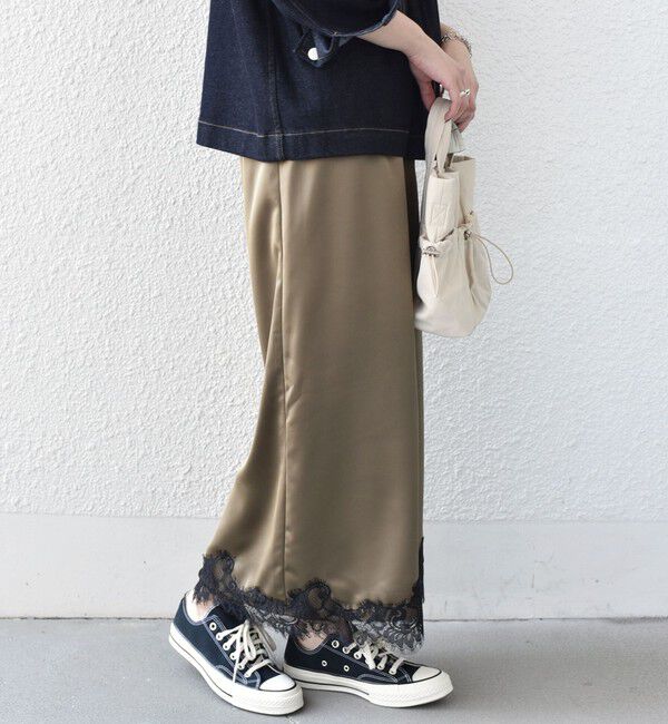 SHIPS Colors 「SHIPS Colors:〈手洗い可能〉サテン レース スカート◇」|スカート|