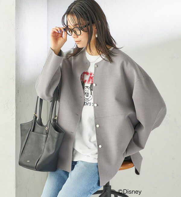 SHIPS for women「〈手洗い可能〉ストレッチ 二重織 リバー 仕立て ノーカラー コート」|その他|