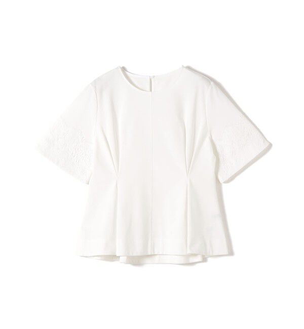 SHIPS for women「〈手洗い可能〉シルケット ポンチ レース コンビ プルオーバー」|Tシャツ・カットソー|