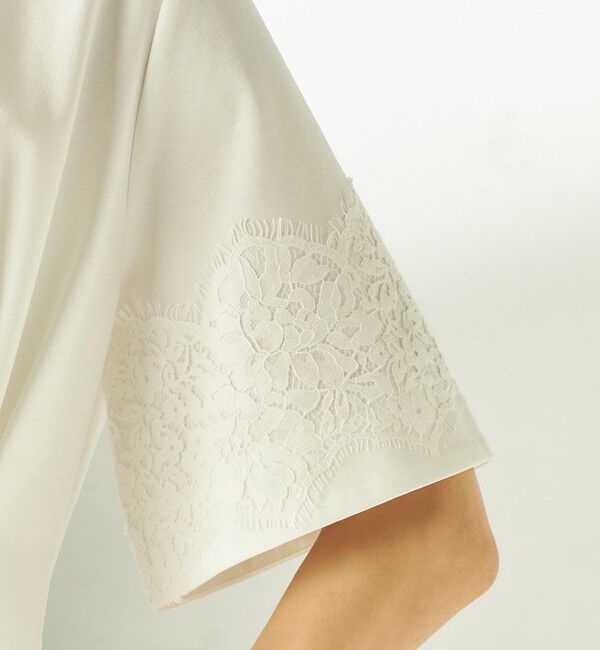SHIPS for women「〈手洗い可能〉シルケット ポンチ レース コンビ プルオーバー」|Tシャツ・カットソー|