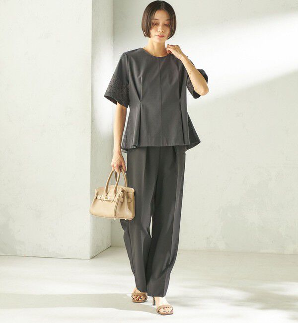 SHIPS for women「〈手洗い可能〉シルケット ポンチ レース コンビ プルオーバー」|Tシャツ・カットソー|