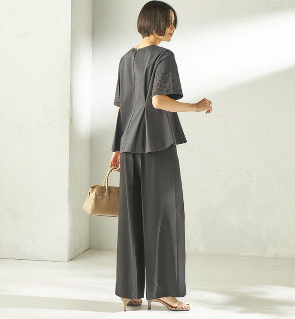 SHIPS for women「〈手洗い可能〉シルケット ポンチ レース コンビ プルオーバー」|Tシャツ・カットソー|