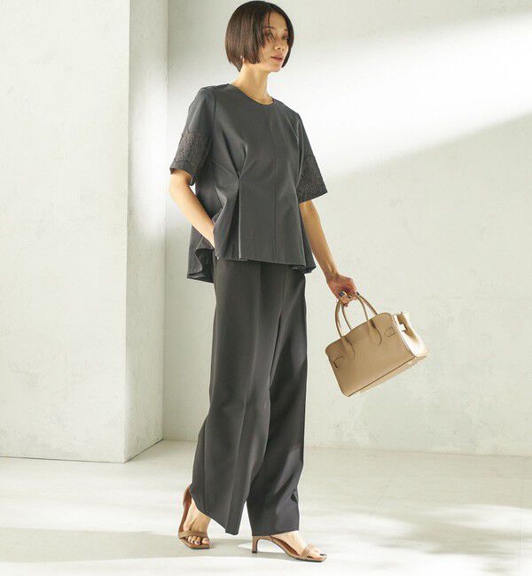 SHIPS for women「〈手洗い可能〉シルケット ポンチ レース コンビ プルオーバー」|Tシャツ・カットソー|