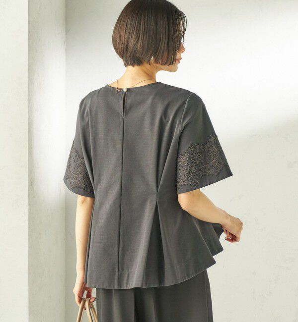 SHIPS for women「〈手洗い可能〉シルケット ポンチ レース コンビ プルオーバー」|Tシャツ・カットソー|