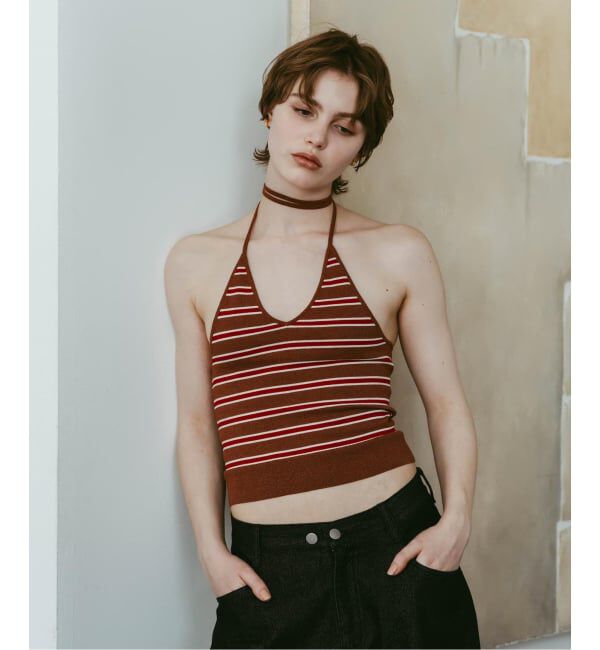 JOINT WORKS「Knuth Marf / クヌースマーフ knit halter bustier」|ベスト・ジレ|ブラウン