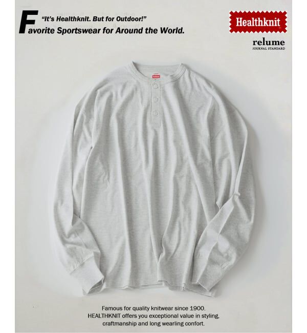 JOURNAL STANDARD relume「《予約》Healthknit / ヘルスニット 別注 ヘンリーネック ロンT」|Tシャツ・カットソー|グレーA