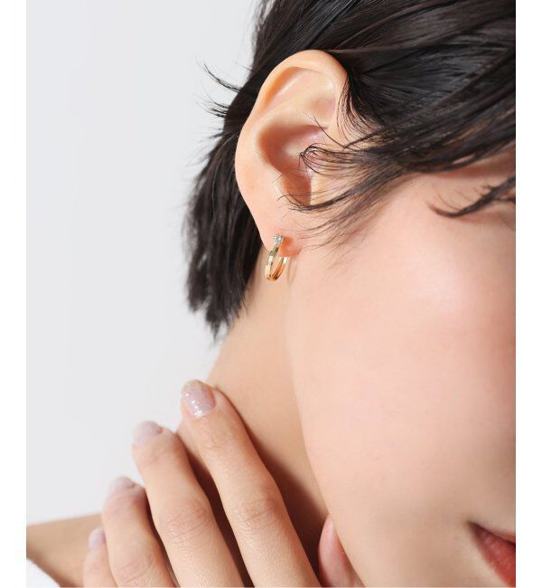 Lilas by Spick&Span「1ピースダイヤテクスチャーフープピアス K18（両耳）」|ピアス|