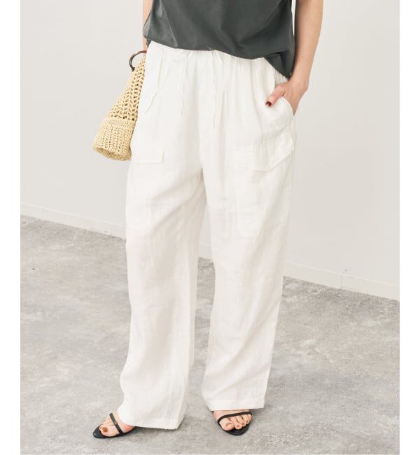 Spick and Span「TICCA  / ティッカ リネンカーゴパンツ」|カーゴ|ホワイト