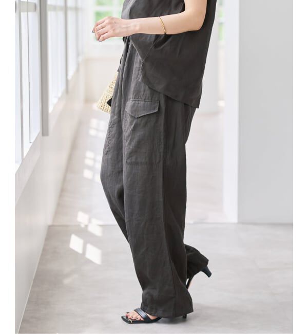 Spick and Span「TICCA  / ティッカ リネンカーゴパンツ」|カーゴ|ブラウン