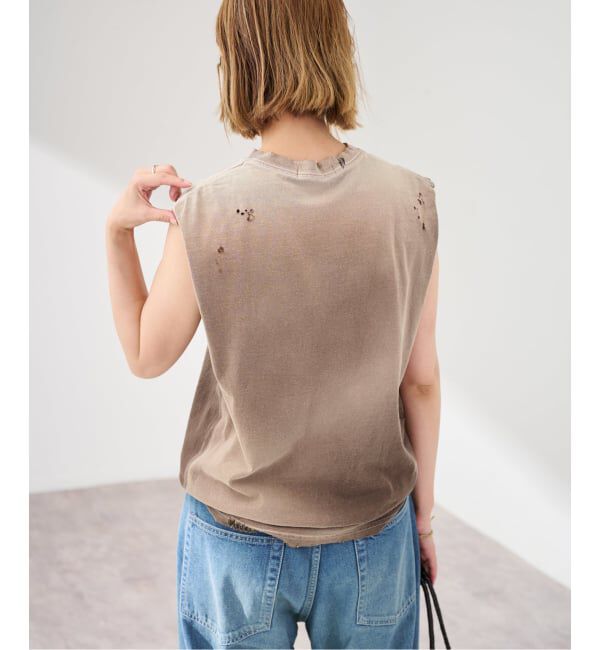 FRAMeWORK「JOHNBULL/ジョンブル クラッシュノースリーブカットオフT」|Tシャツ・カットソー|