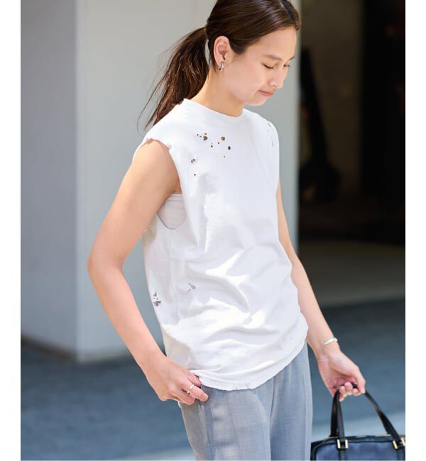 FRAMeWORK「JOHNBULL/ジョンブル クラッシュノースリーブカットオフT」|Tシャツ・カットソー|