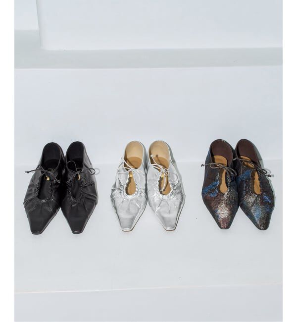 GRISE「《予約/WEB+一部店舗限定》GRISEレザーギャザーカットアウトフラット」|その他|