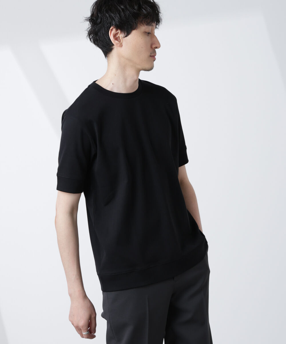 NANO universe「[FORMAL JERSEY]クルーネックカットソー半袖」|Tシャツ・カットソー|ブラック