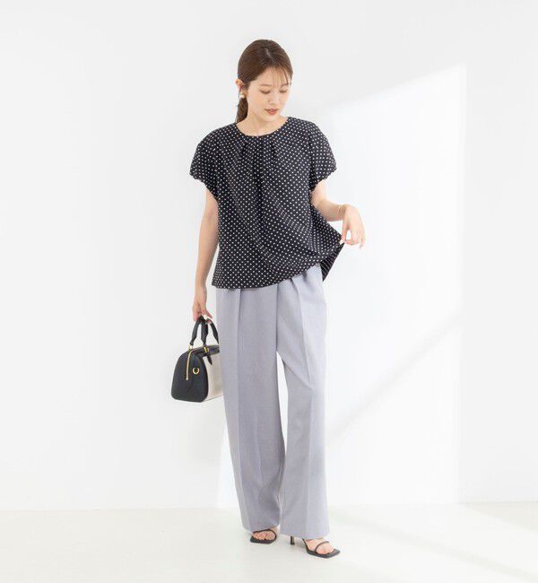 NOLLEY'S「【WEB限定】ウォッシャブルサッカードット袖ギャザーブラウス」|シャツ・ブラウス|