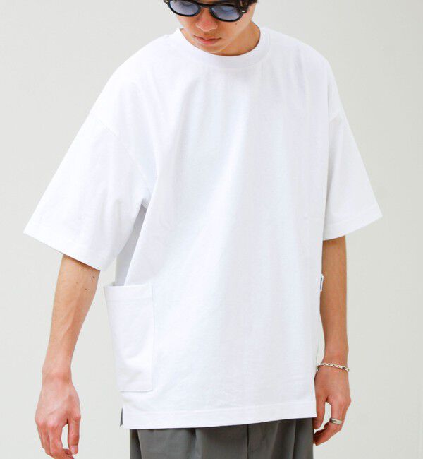 GLOSTER「バックステッチ サイドポケット クルーネックTシャツ」|Tシャツ・カットソー|ホワイト