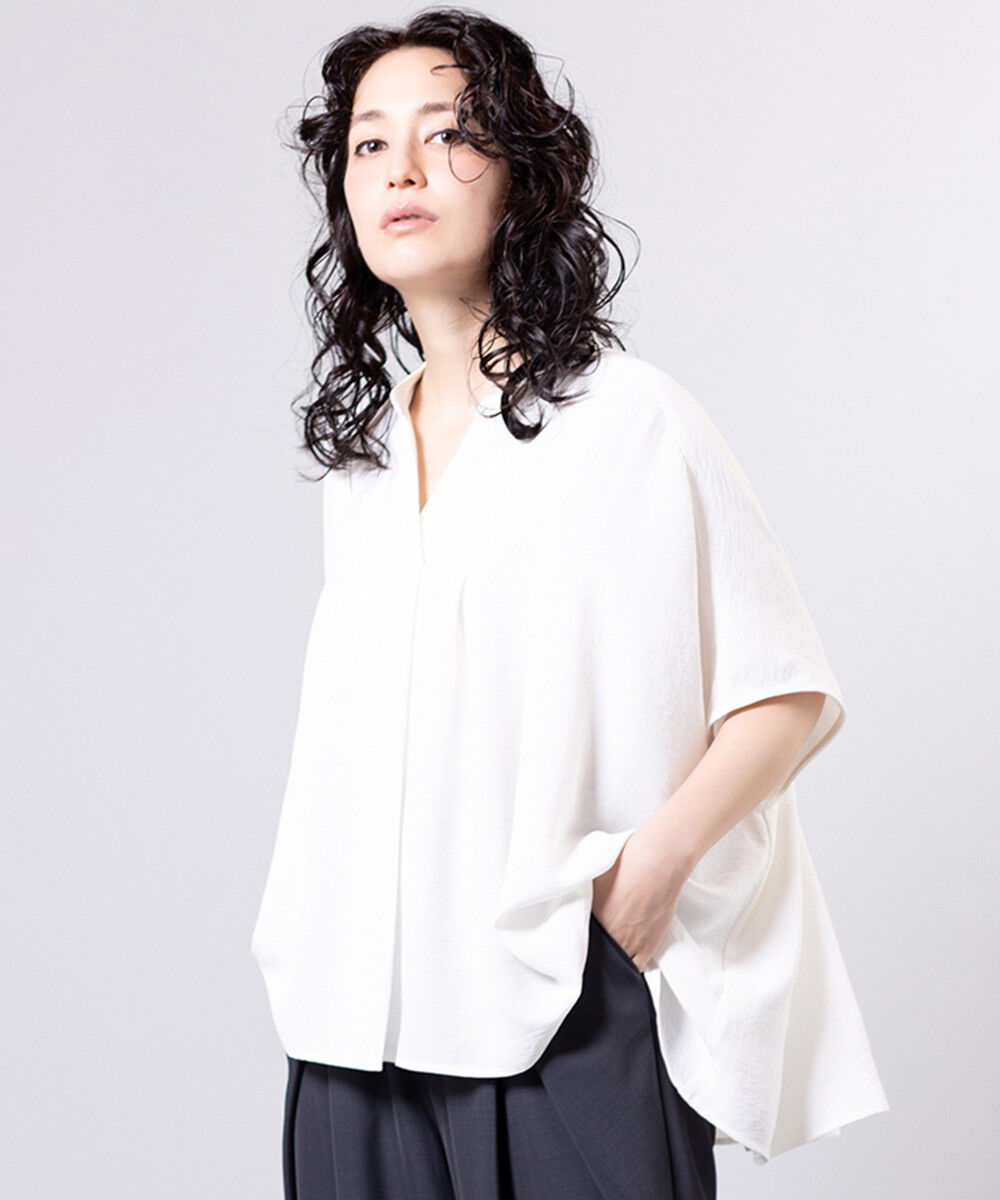  「バックギャザーワイドブラウス」|シャツ・ブラウス|WHITE