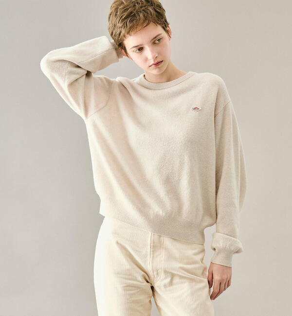 DANTON「DANTON | ラムウール クルーネックニットプルオーバー WOMEN」|ニット・セーター|OFFWHITE