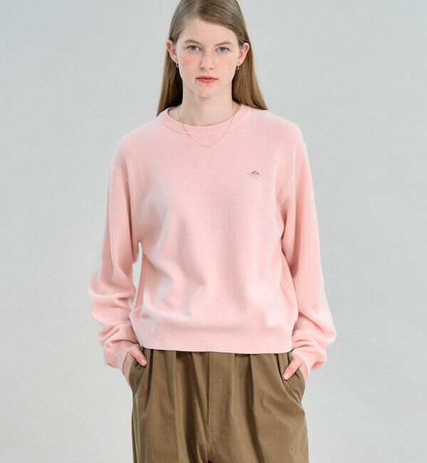 DANTON「DANTON | ラムウール クルーネックニットプルオーバー WOMEN」|ニット・セーター|PINK