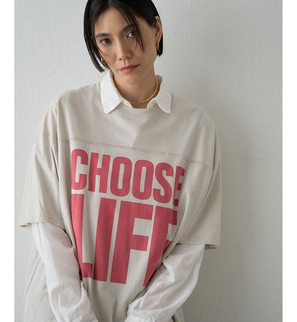  「【KATHARINE HAMNETT】スローガンフットボールTシャツ」|Tシャツ・カットソー|ピンクベージュ
