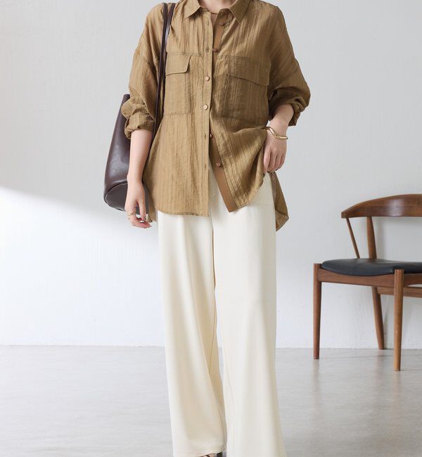  「【日差し/冷房対策】シャドーストライプオーバーシャツ」|シャツ・ブラウス|
