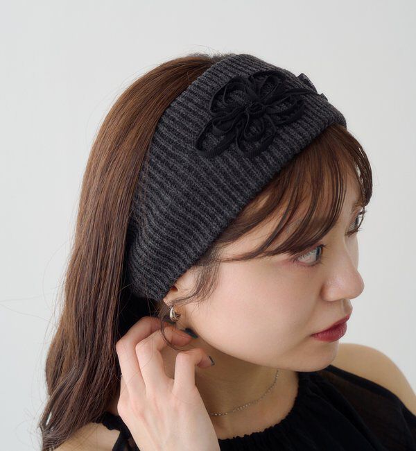  「フラワーモチーフヘアバンド」|その他|チャコールグレー