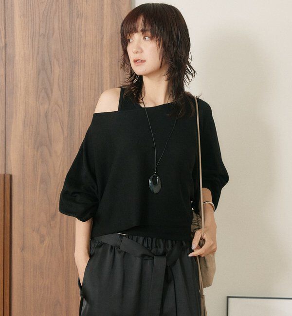  「【A・MONN】【セット着用可】cropped KNIT」|ニット・セーター|