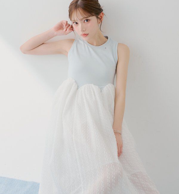  「【SALON by Chico】チューリップボリュームドッキングワンピース」|ワンピース|