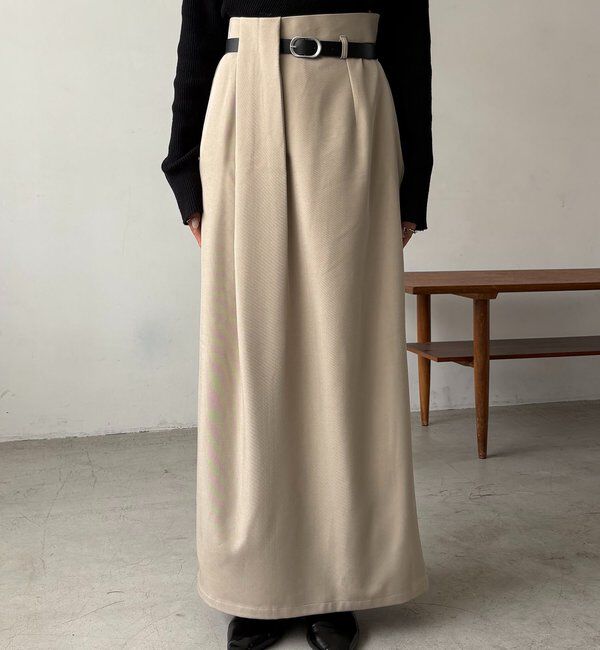  「【新素材/低身長サイズあり】アシメタックベルト付スカート」|スカート|