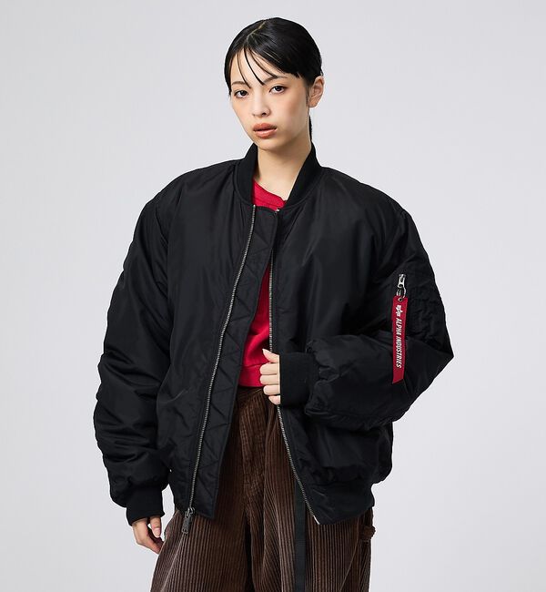 ABAHOUSE「【ALPHA / アルファ】MA-1 RELAXED FIT FLIGHT JA」|ブルゾン・スタジャン|ブラック
