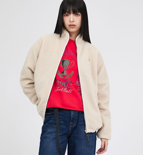 Rouge vif「【RUSSELL ATHLETIC/ラッセル アスレチック】シープボアジップジャ」|パーカー|アイボリー