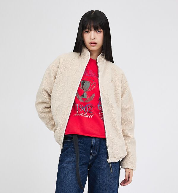 Rouge vif「【RUSSELL ATHLETIC/ラッセル アスレチック】シープボアジップジャ」|パーカー|