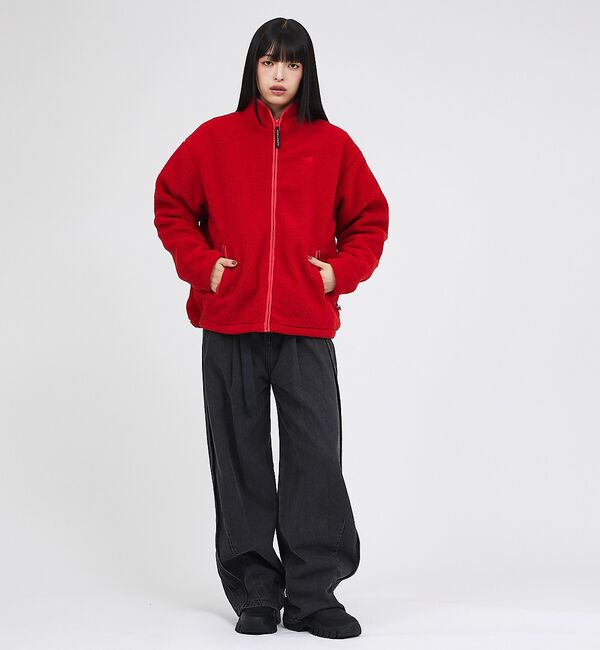 Rouge vif「【RUSSELL ATHLETIC/ラッセル アスレチック】シープボアジップジャ」|パーカー|