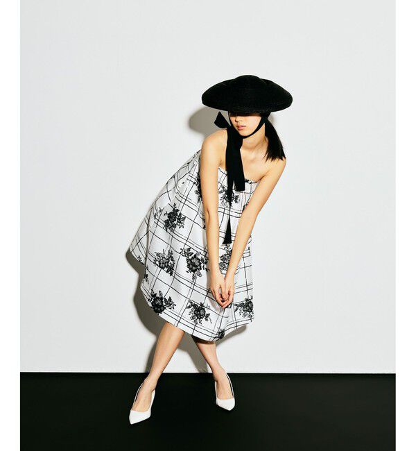 LOULOU WILLOUGHBY「【LOULOU WILLOUGHBY】SILK COフラワーチェックワンピース」|ワンピース|