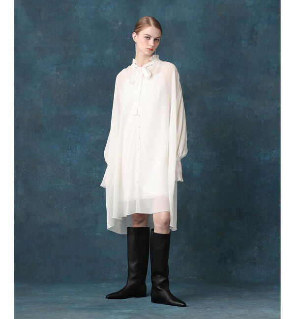 LOULOU WILLOUGHBY「プリーツディテールシフォンワンピース」|ワンピース|