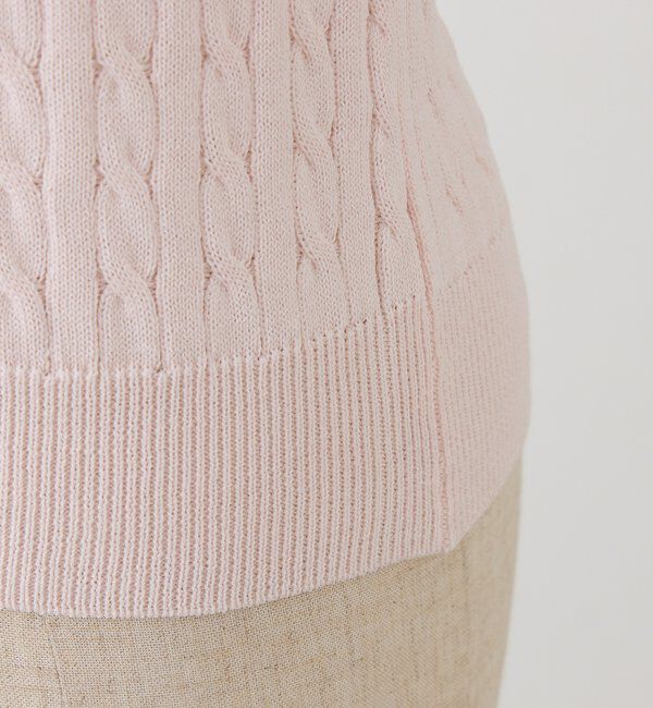  「刺繍入りレースドッキングケーブルニット」|ニット・セーター|