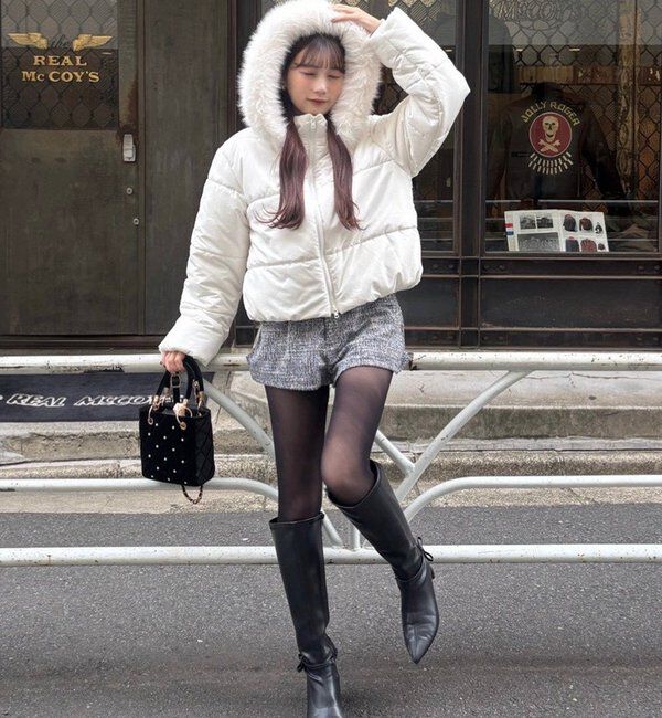  「【リバイバル】フェイクファー付きショートフェイクダウン」|ダウンベスト・ベスト|