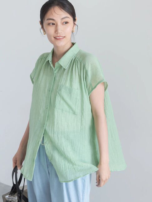 Te chichi「【7色展開】シャンブレーボイルフレンチスリーブシャツ」|シャツ・ブラウス|